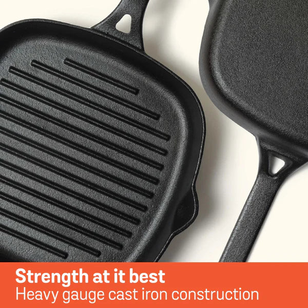 Meyer Cast Iron Grill Pan with heavy gauge cast iron construction for durable grilling