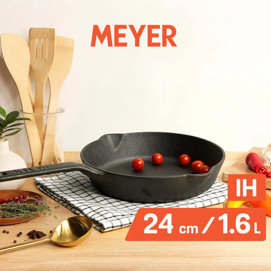 Meyer Pre-Seasoned Cast Iron Frypan, 24cm Frying Pan