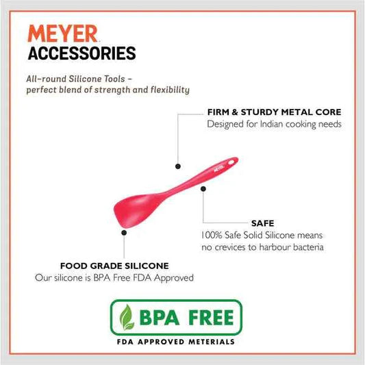 Meyer Silicone Turner Red with firm metal core and BPA free food grade silicone for safe cooking