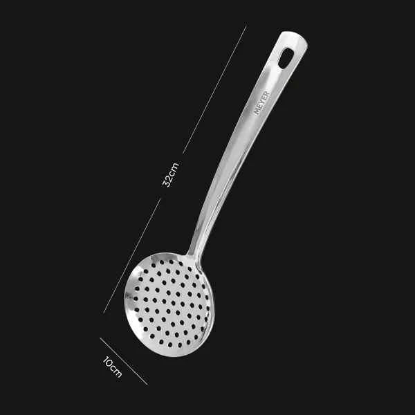 Meyer Stainless Steel Skimmer with long handle and perforated scoop for straining food
