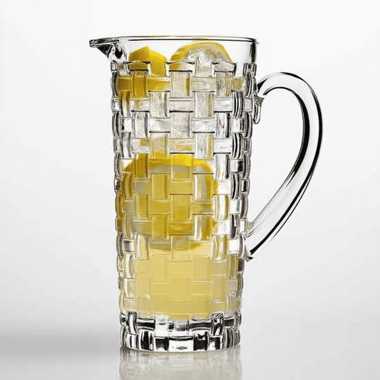 Nachtmann Glasses Bossa Nova Pitcher, 1160 ml with lemonade filled against a white background