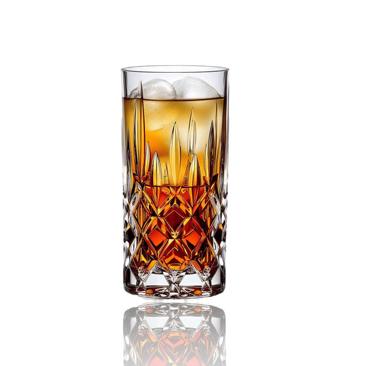 Nachtmann glasses Noblesse Highball Glass, Tumbler, 375ml, Set of 6 with a red drink cocktail