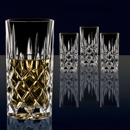 Nachtmann Noblesse Cocktail Glass Tumbler Set featuring elegant crystal design with a gold beverage