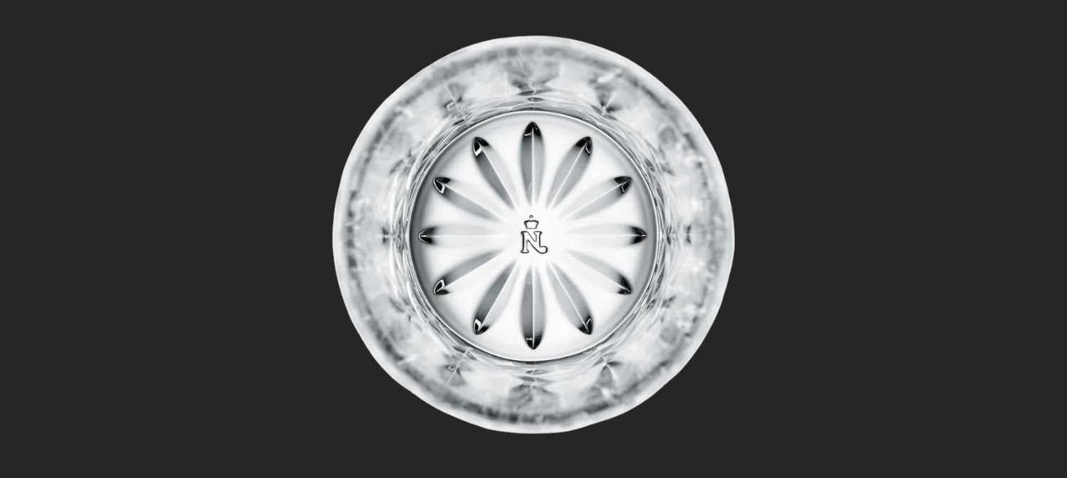 Nachtmann N logo on base of glass