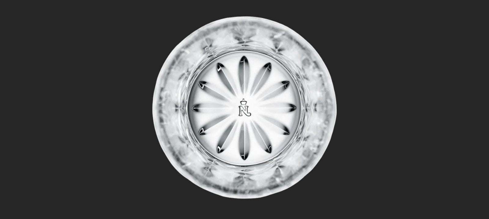 Nachtmann N logo on base of glass