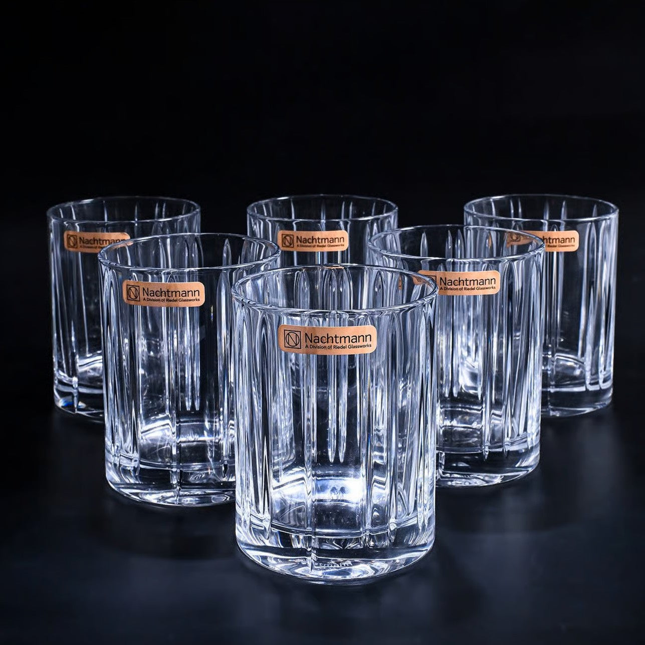 Nachtmann Lines Crystal Whiskey Glasses, 345 ml, Set of 6