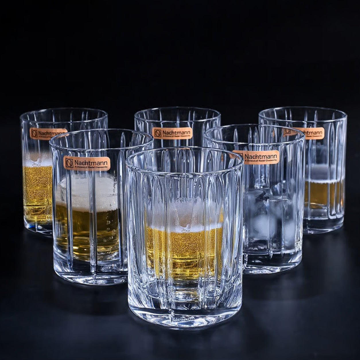 Nachtmann Lines Crystal Whiskey Glasses, 345 ml, Set of 6