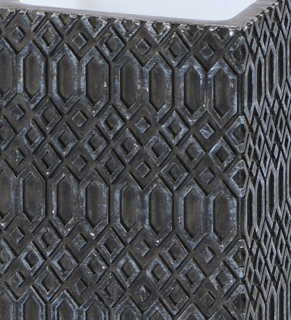 Close-up of the Obsessions Alvina Polyresin 4 pcs Bathroom Set Charcoal with textured geometric pattern