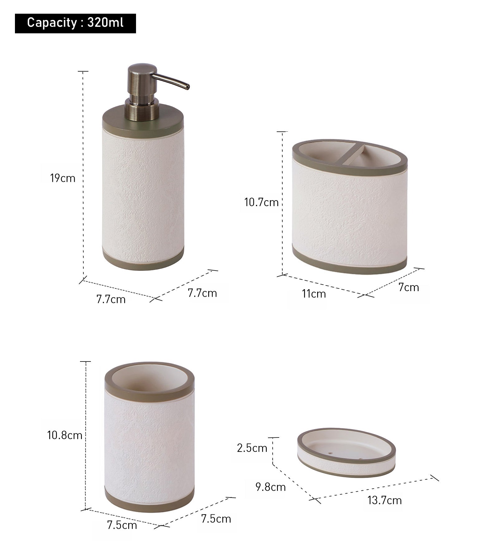 Obsessions Alvina Polyresin 4pcs Bathroom Set Beige with sleek design and modern style