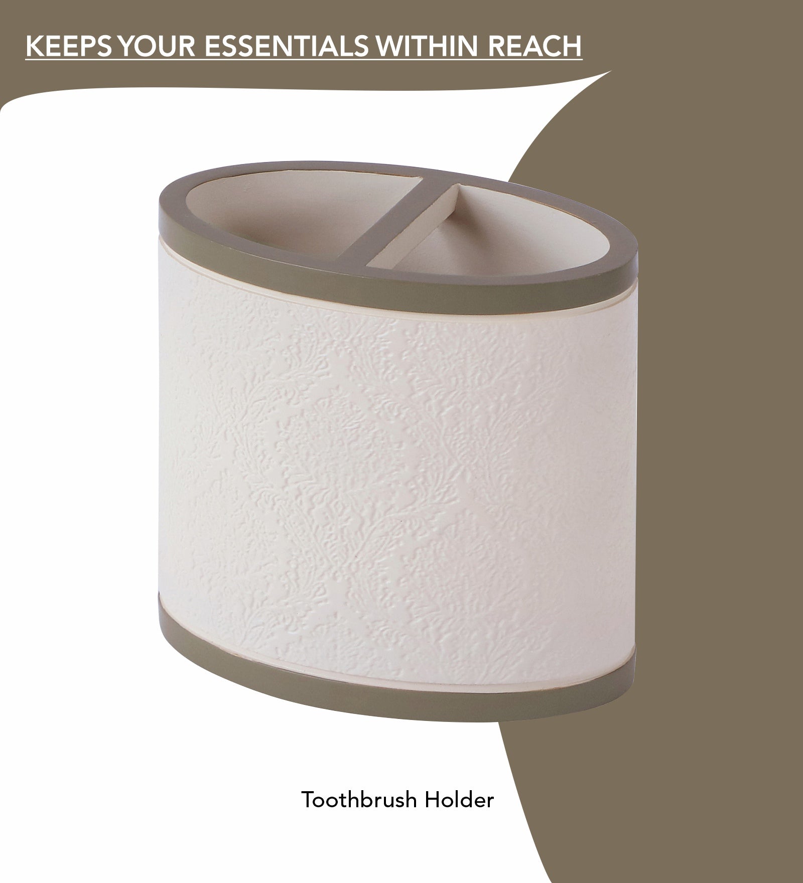 Obsessions Alvina Polyresin 4pcs Bathroom Set Beige Toothbrush Holder with Attractive Design