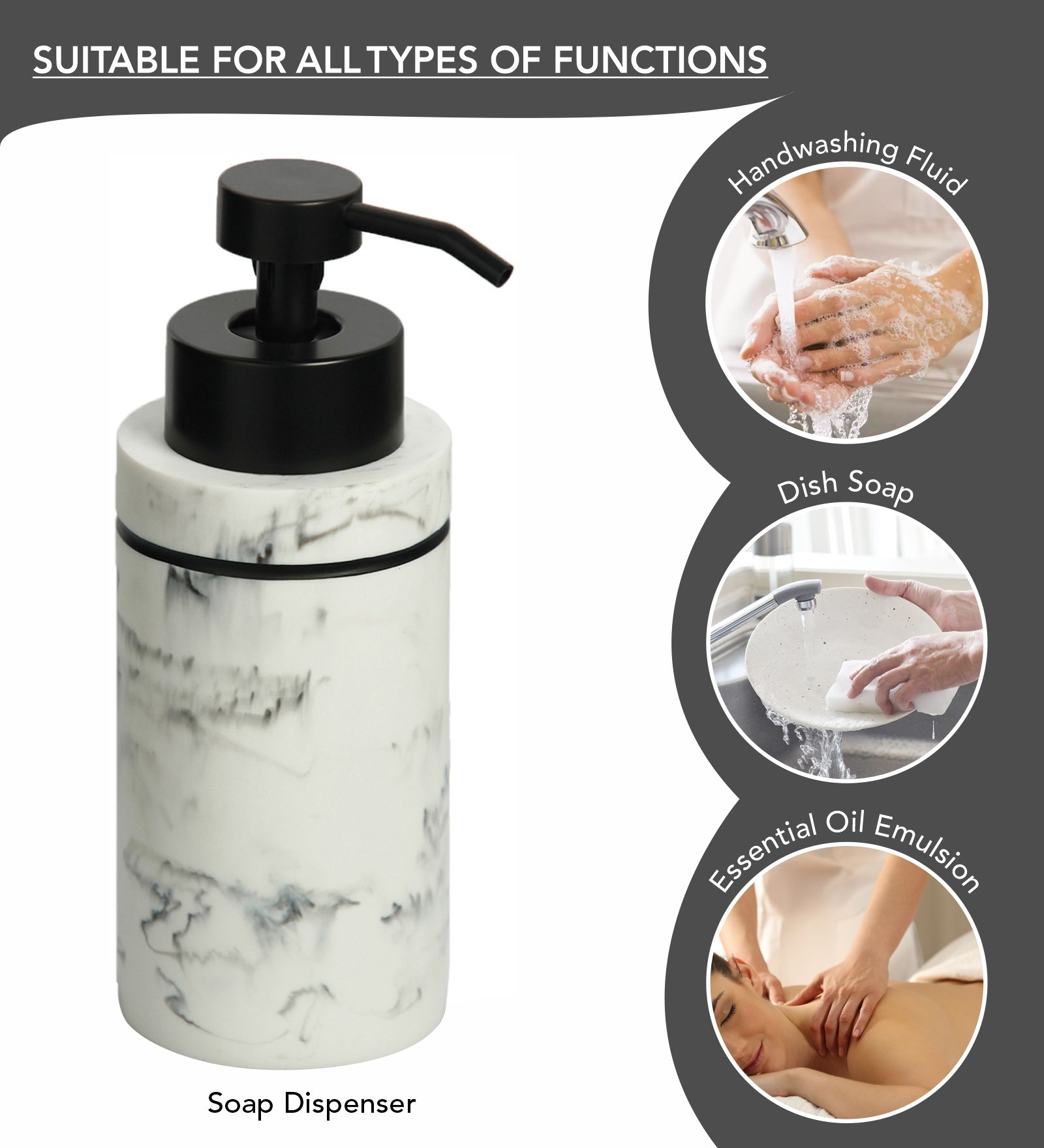 Obsessions Alvina Polyresin 4pcs Bathroom Set Marble Soap Dispenser for stylish bathroom use