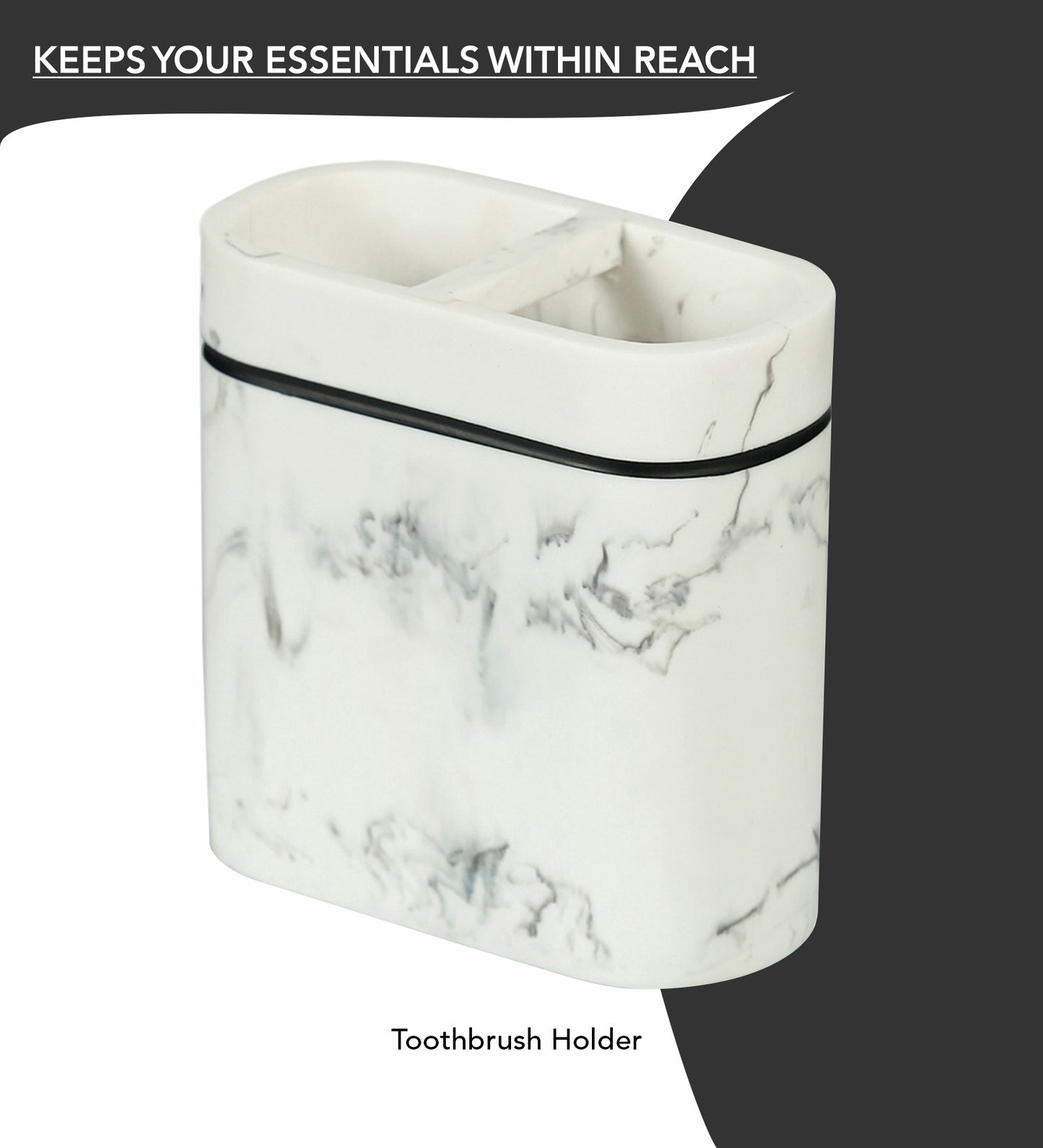 Obsessions Alvina Polyresin 4pcs Bathroom Set Marble Toothbrush Holder with Stylish Design