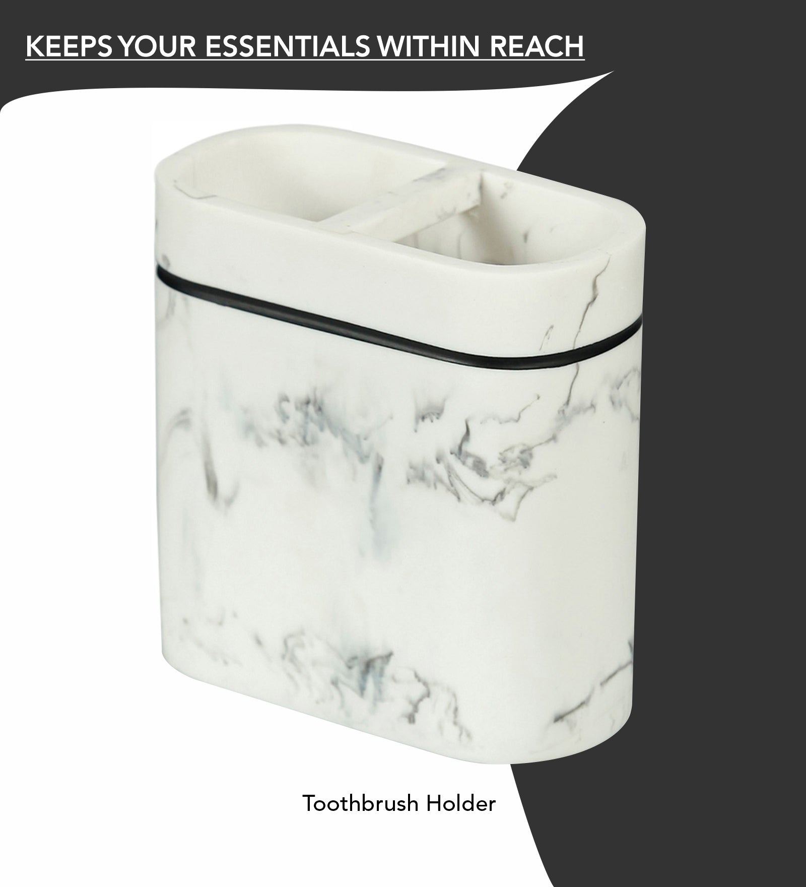 Obsessions Alvina Polyresin 4pcs Bathroom Set Marble Toothbrush Holder with Stylish Design