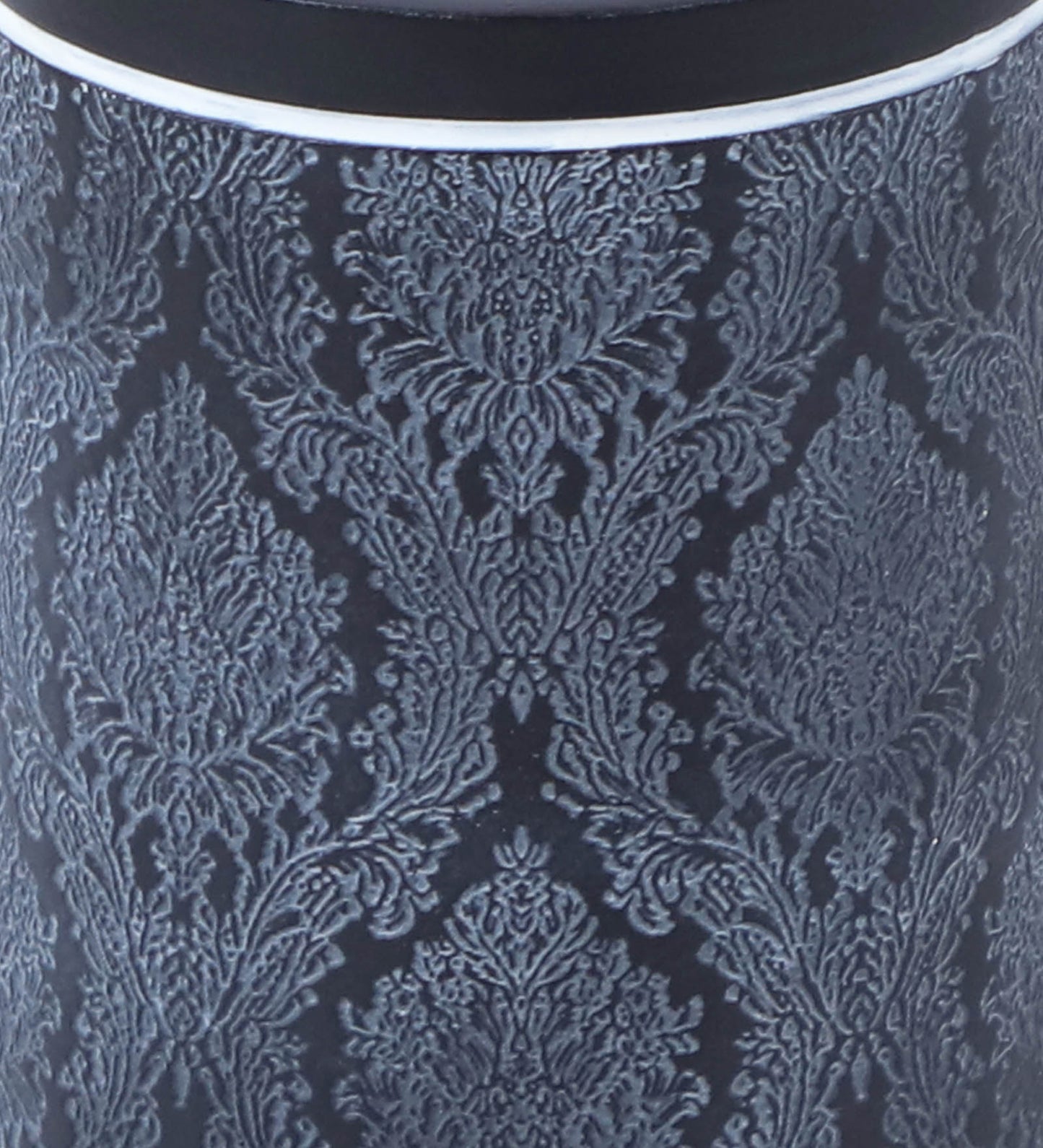 Obsessions Alvina Polyresin 4pcs Bathroom Set Dark Grey featuring an ornate damask design
