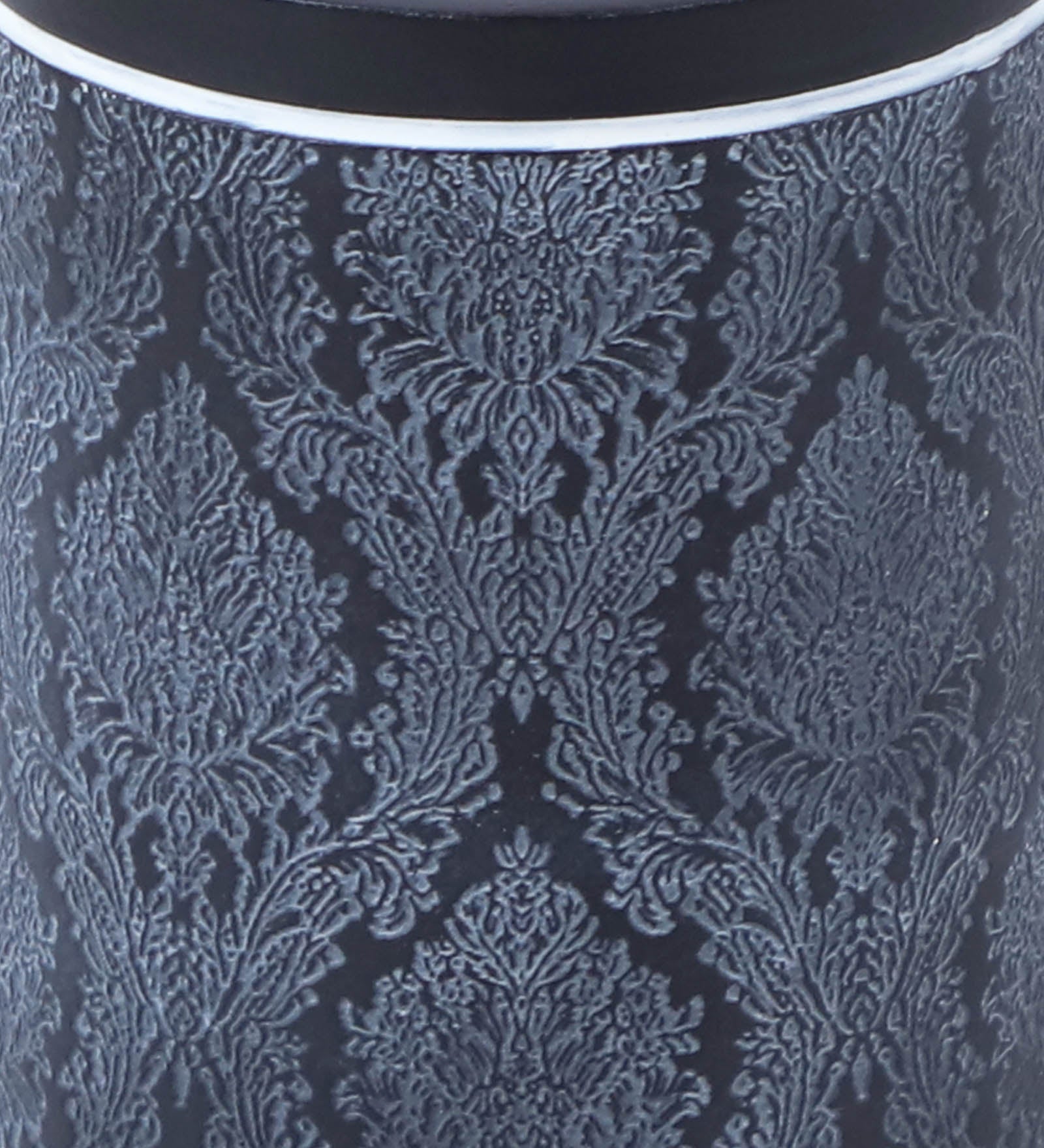 Obsessions Alvina Polyresin 4pcs Bathroom Set Dark Grey featuring an ornate damask design