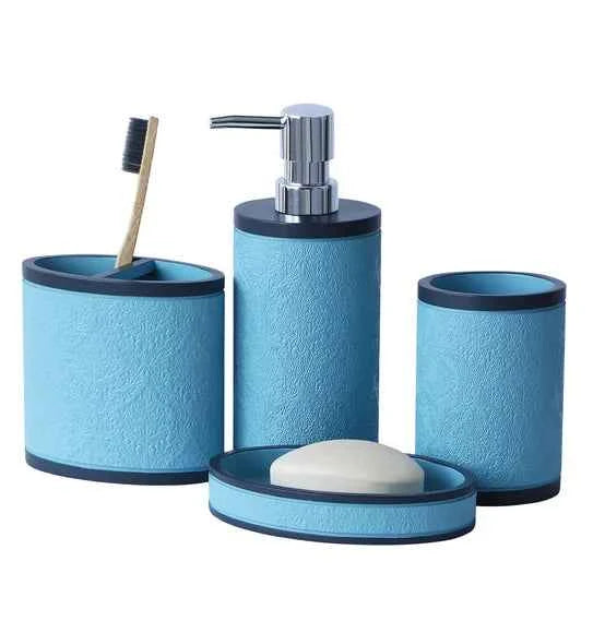Obsessions Alvina Polyresin 4pc Bathroom Set, Teal