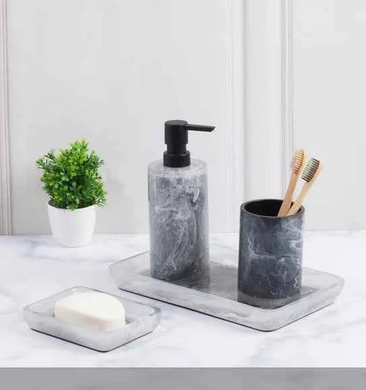 Obsessions Arsh Polyresin 4pc Bathroom Set, Black