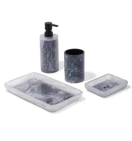 Obsessions Arsh Polyresin 4pc Bathroom Set, Black
