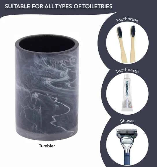 Obsessions Arsh Polyresin 4pc Bathroom Set, Black