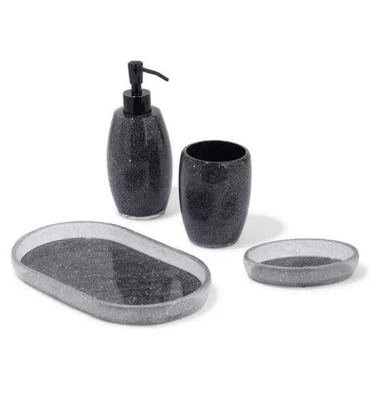 Obsessions Arsh Polyresin 4pc Bathroom Set, Charcoal