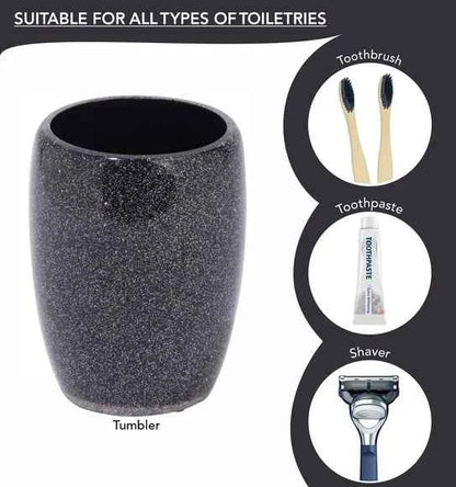 Obsessions Arsh Polyresin 4pc Bathroom Set, Charcoal