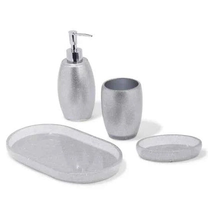 Obsessions Arsh Polyresin 4pc Bathroom Set, Silver