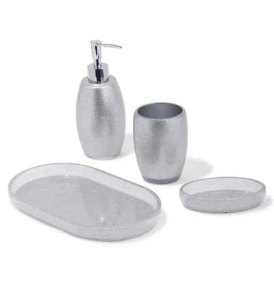 Obsessions Arsh Polyresin 4pc Bathroom Set, Silver