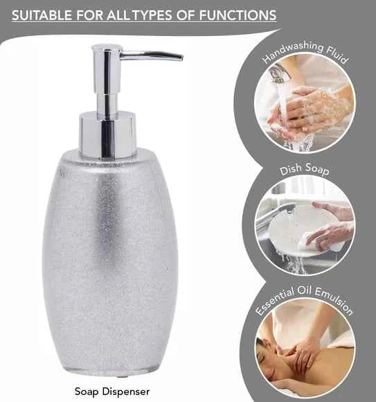 Obsessions Arsh Polyresin 4pc Bathroom Set, Silver