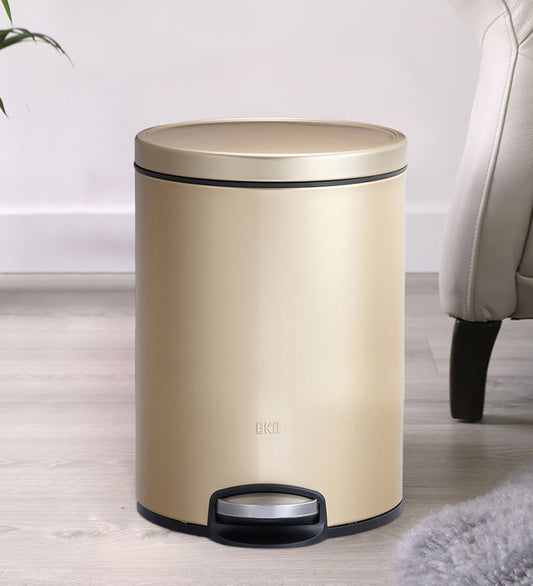 Obsessions Artistic Stainless Steel Dustbin 12 Ltr Champagne Gold with modern matte design