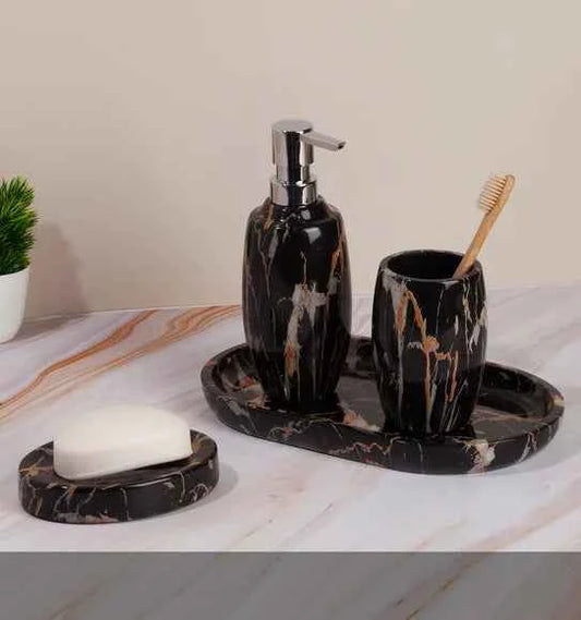 Obsessions Azure Polyresin 4pc Bathroom Set, Chocolate