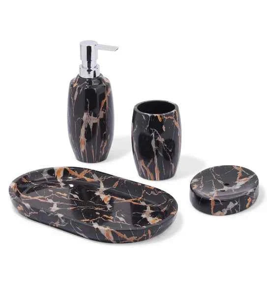 Obsessions Azure Polyresin 4pc Bathroom Set, Chocolate