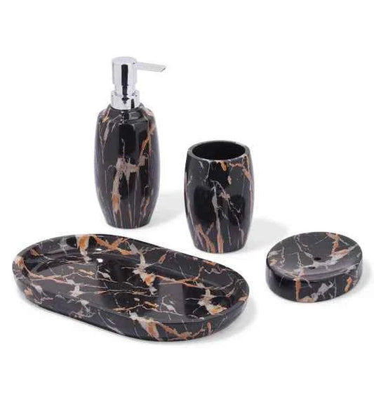 Obsessions Azure Polyresin 4pc Bathroom Set, Chocolate