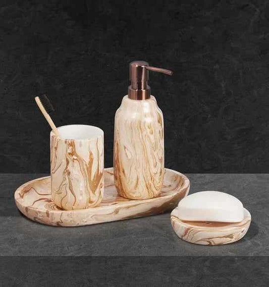 Obsessions Azure Polyresin 4pc Bathroom Set, Gold