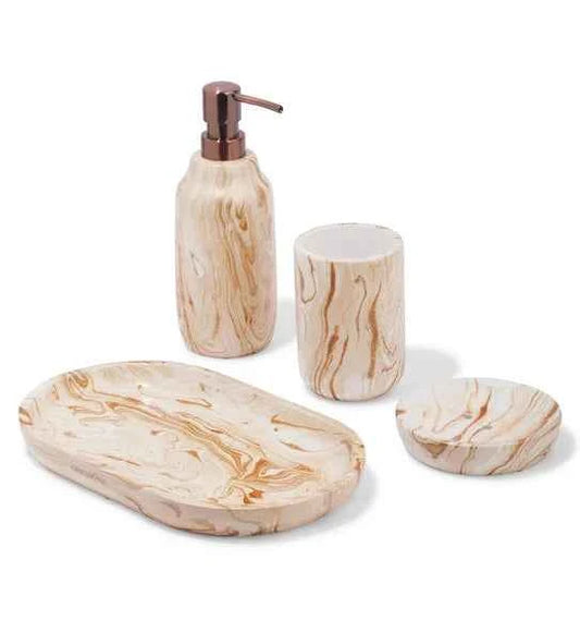 Obsessions Azure Polyresin 4pc Bathroom Set, Gold