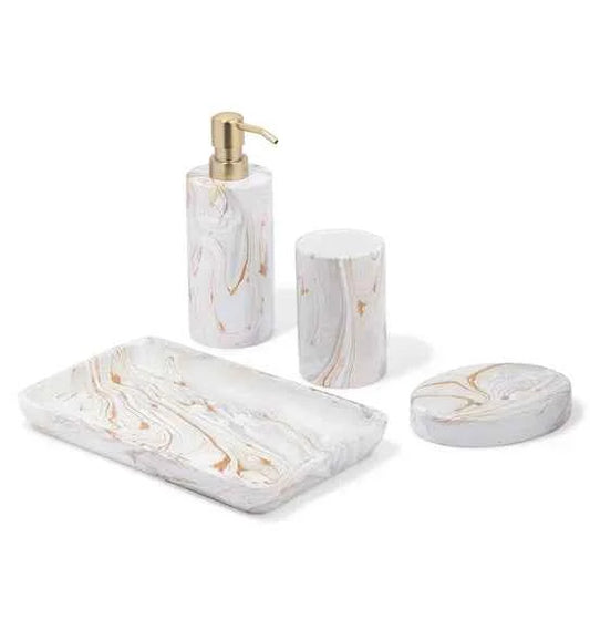 Obsessions Azure Polyresin 4pc Bathroom Set, L.Brown