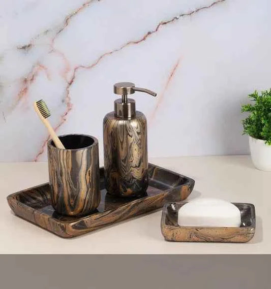 Obsessions Azure Polyresin 4pc Bathroom Set, Multi