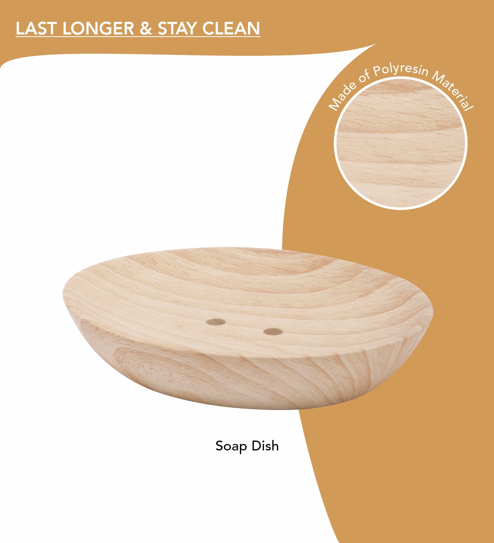 Obsessions Azure Polyresin bathroom set wood soap dish for a stylish and clean bathroom