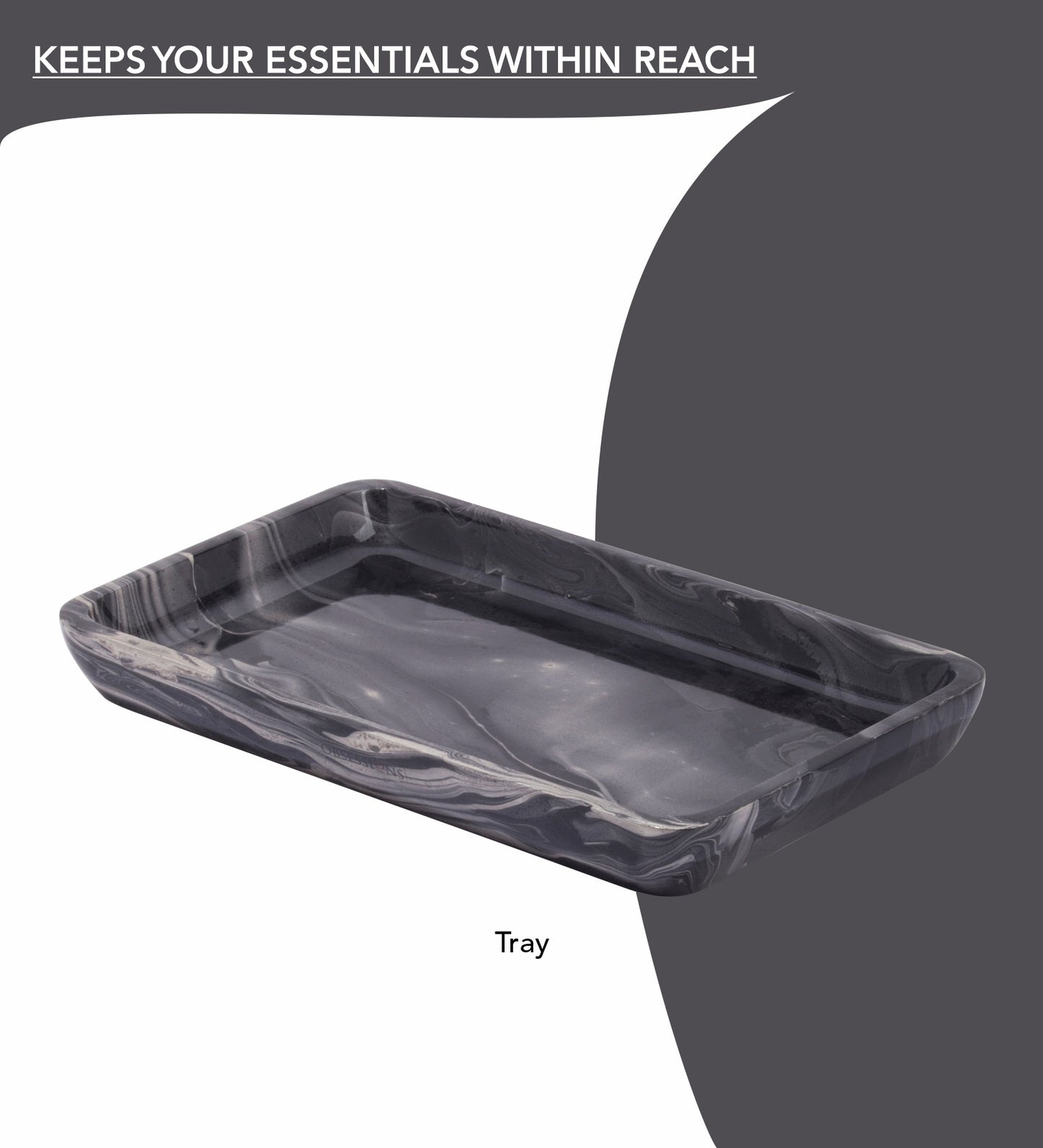 Obsessions azure polyresin black 4 pcs bathroom set tray for organizing essentials