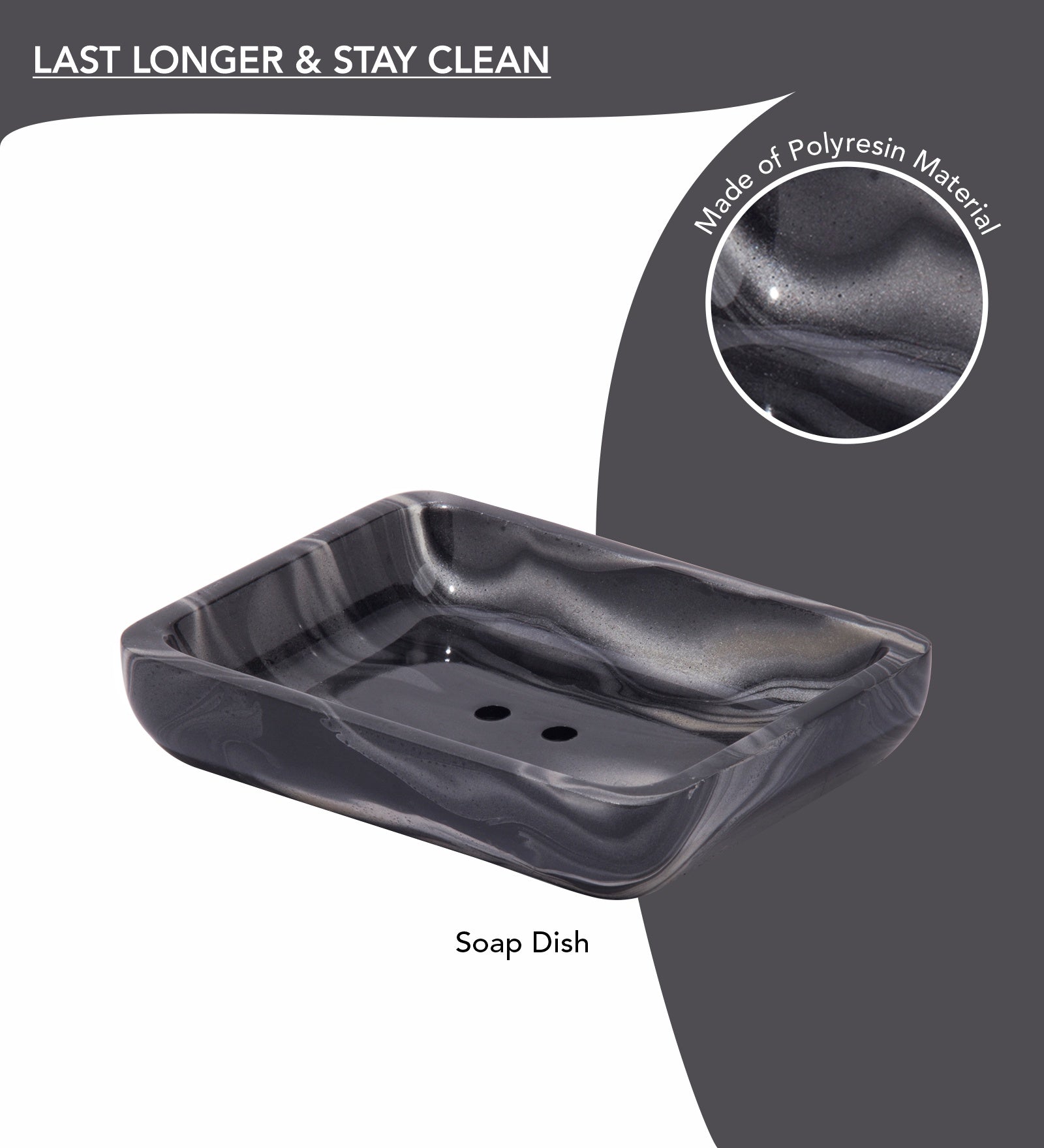 Obsessions azure polyresin black 4 pcs soap dish featuring a sleek design for modern bathrooms