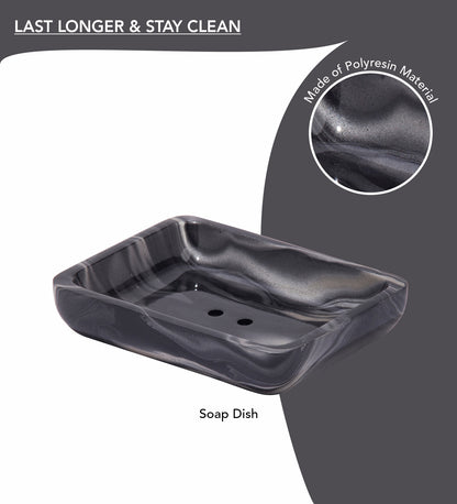 Obsessions azure polyresin black 4 pcs soap dish featuring a sleek design for modern bathrooms