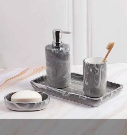 Obsessions Azure Polyresin 4pc Bathroom Set, Silver