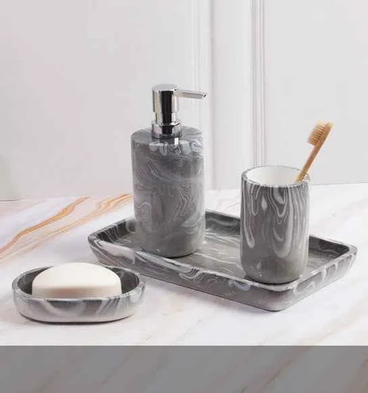 Obsessions Azure Polyresin 4pc Bathroom Set, Silver
