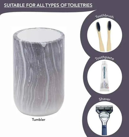 Obsessions Azure Polyresin 4pc Bathroom Set, Silver