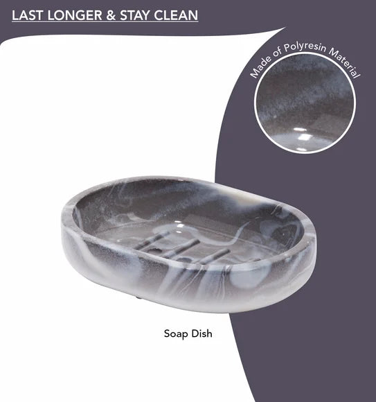 Obsessions Azure Polyresin 4pc Bathroom Set, Silver