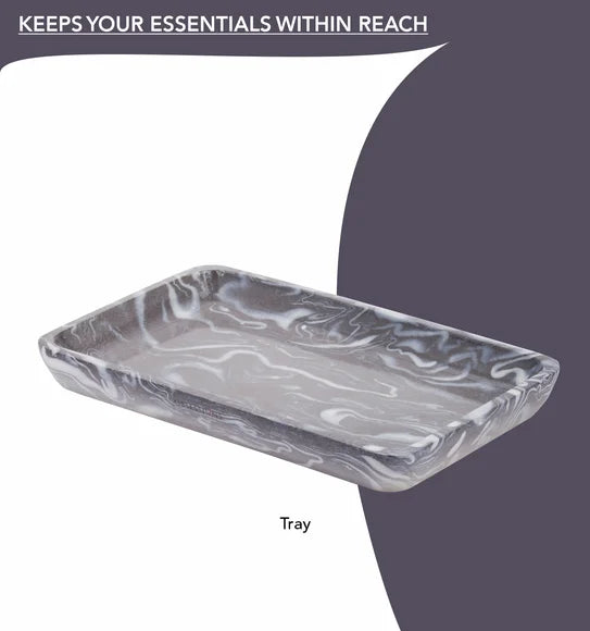 Obsessions Azure Polyresin 4pc Bathroom Set, Silver