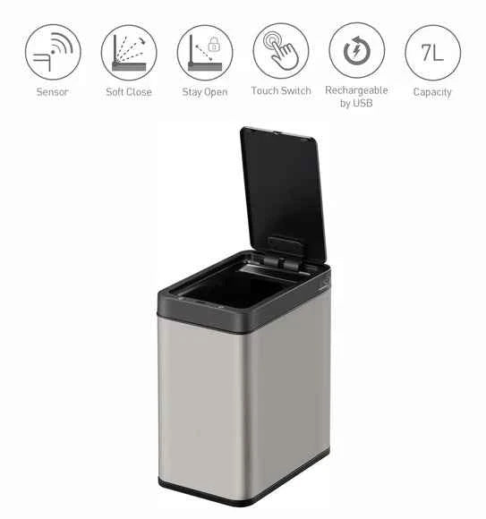 Obsessions Eko Bravia Sensor Bin 7L, Metallic