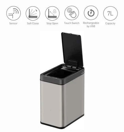 Obsessions Eko Bravia Sensor Bin 7L, Metallic