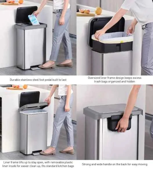 Obsessions Eko Cozy Dustbin 45L, Metallic