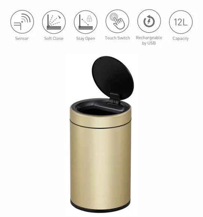 Obsessions Eko Docomo Sensor Bin 12L, Champagne Gold