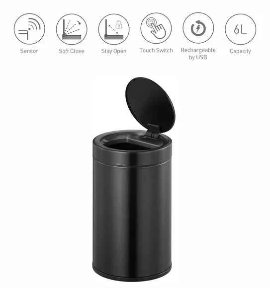 Obsessions Eko Docomo Sensor Bin 6L, Black